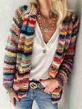 Amsoin Loose Colorful Knit Cardigan
