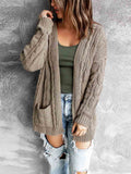 Amsoin Solid Color Pocket Cardigan