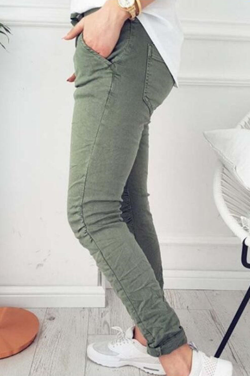 Amsoin Solid Skinny High Waist Pencil Bottoms