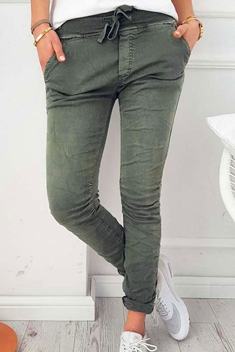 Amsoin Solid Skinny High Waist Pencil Bottoms