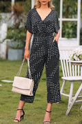 Amsoin Print V Neck Loose Jumpsuits(3 Colors)