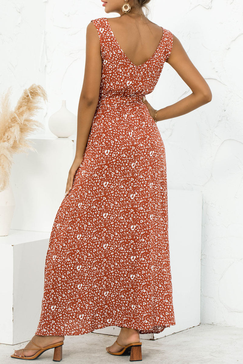 Amsoin Fashion Casual Leopard Patchwork V Neck A Line Dresses(5 colors)