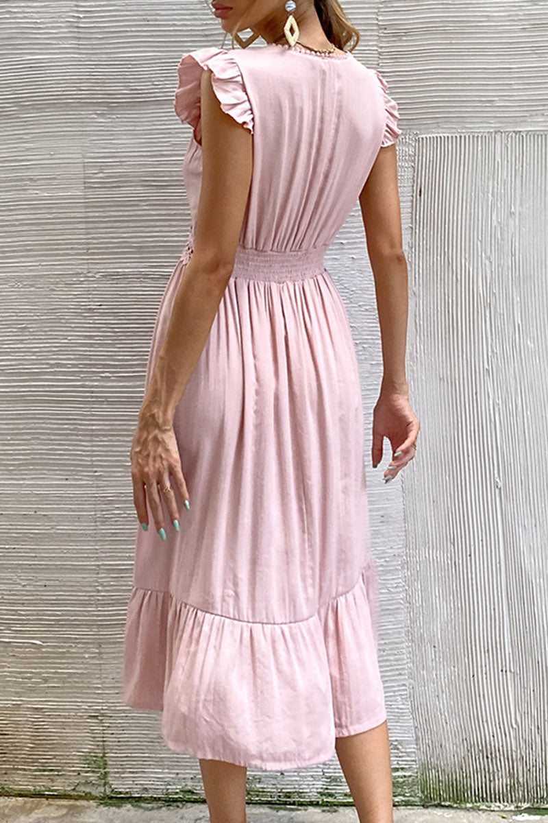 Amsoin Fashion Casual Solid Split Joint V Neck Irregular Dresses
