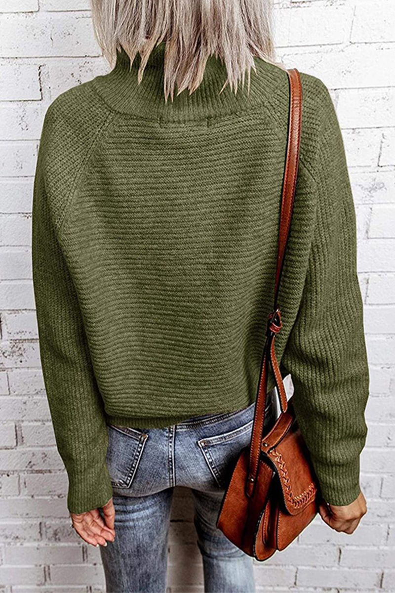 Amsoin Casual Solid Zipper O Neck Tops Sweater(4 Colors)