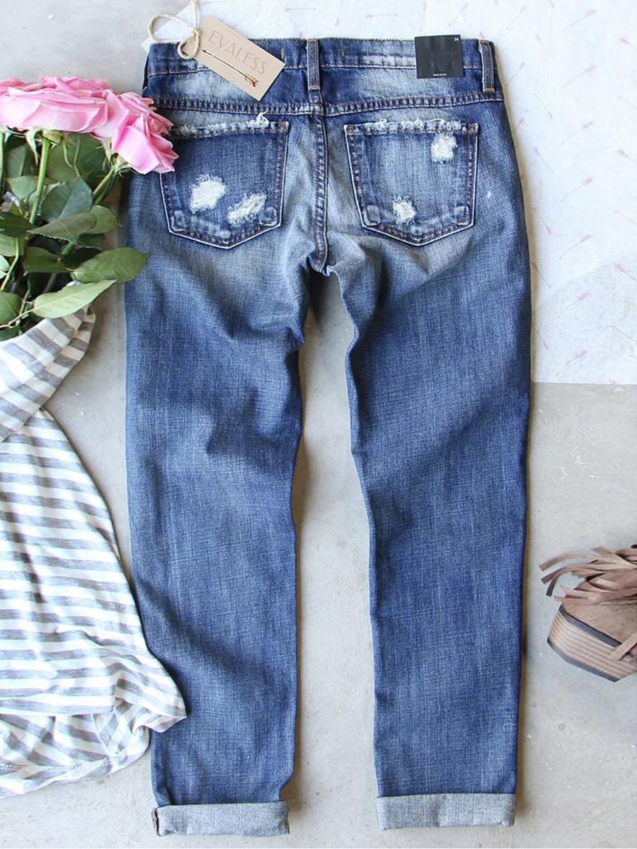 Amsoin Pink Leopard Denim Jeans