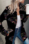 Amsoin Fashion Print Patchwork O Neck Outerwear(3 Colors)