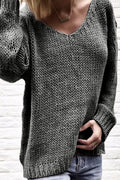 Amsoin Solid Color V Neck Sweaters(6 Colors)