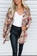 Amsoin Plaid Patchwork Turndown Collar Tops