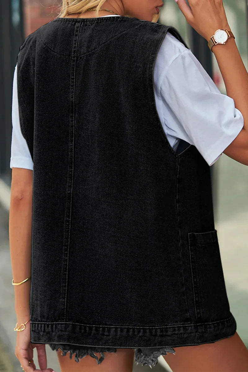 Amsoin Pocket V Neck Tops