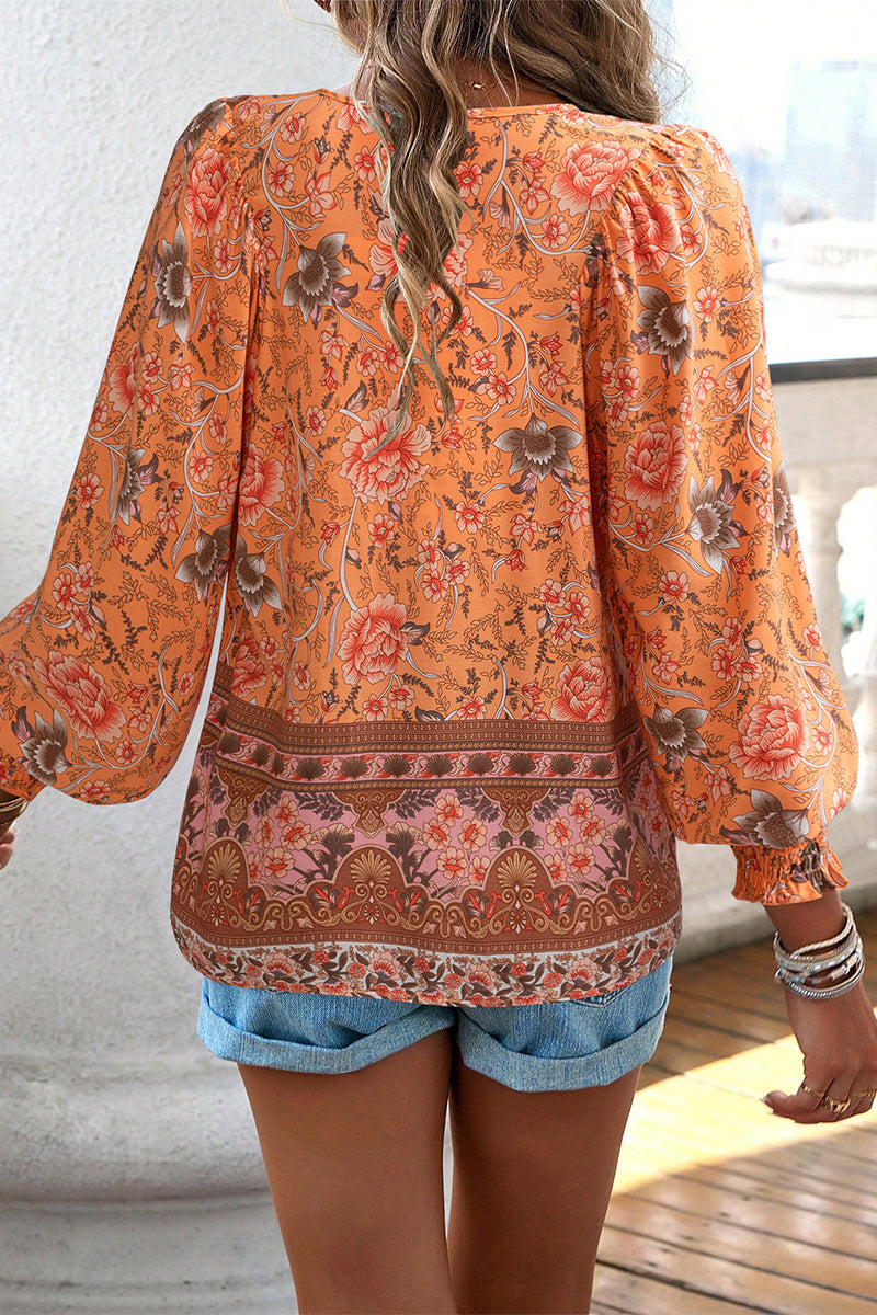 Amsoin Elegant Floral Bandage V Neck Tops