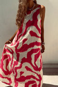 Casual Geometric Print Backless O Neck Sleeveless Dress Dresses