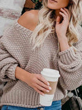Amsoin Loose Knit V-neck Sweater