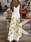 Amsoin Flower Print Sling Dress