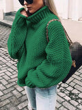 Amsoin Turtleneck Bat Sleeve Warm Sweater