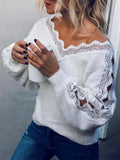 Amsoin Lace Patchwork Sweater
