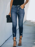 Amsoin Ripped Fringe Jeans