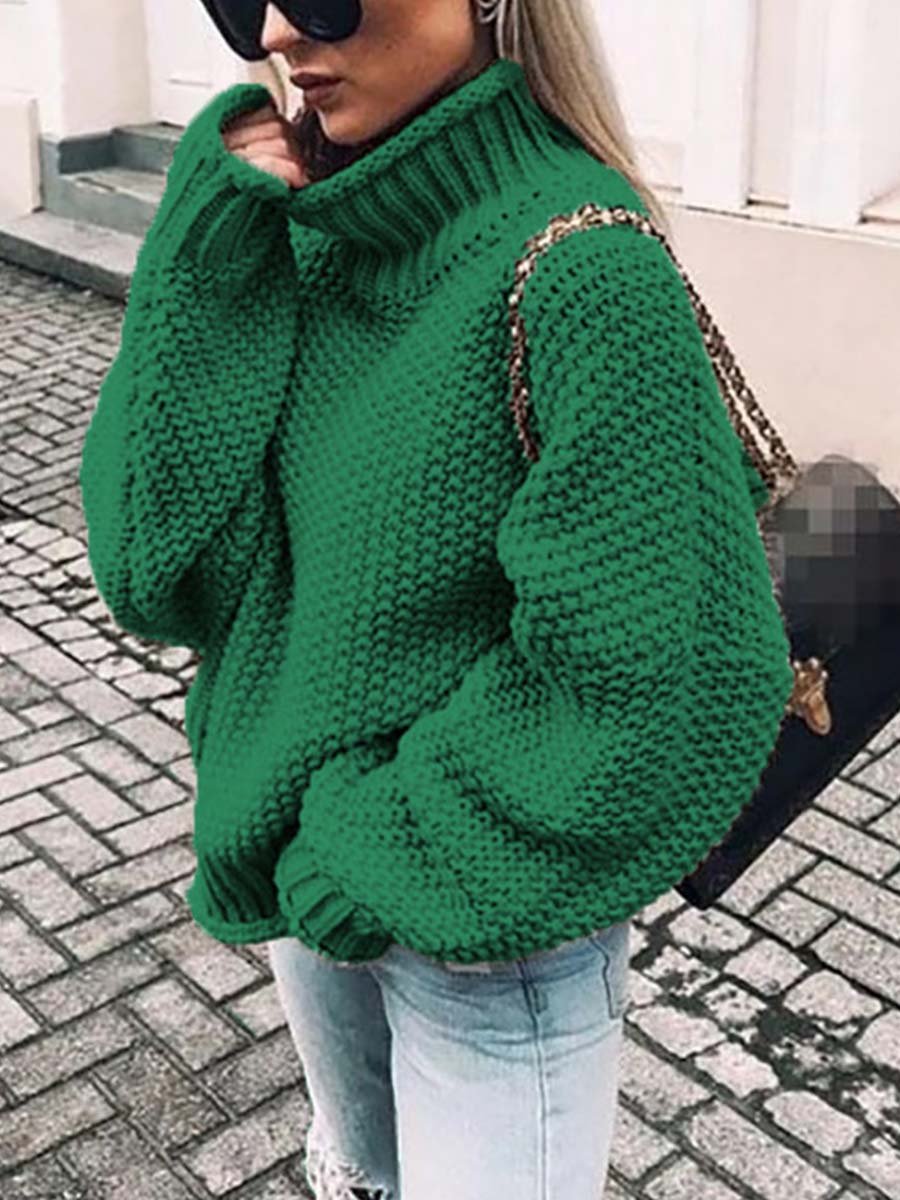Amsoin Turtleneck Bat Sleeve Warm Sweater