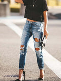 Amsoin Retro Style Ripped Jeans