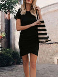 Amsoin Daily Round Neck Mini Dress