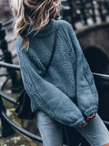 Amsoin Solid Color Pullover Hollow Jumper