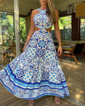 Amsoin Halter Waist Long Dress