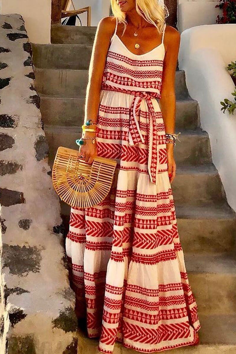 Amsoin Geometric Printed Dress