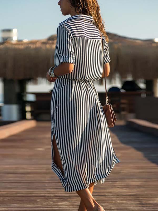 Amsoin Chiffon Shirt Dress