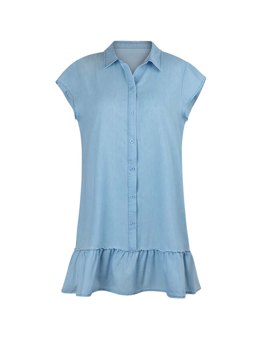 Amsoin Ruffled Denim Dress