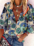 Amsoin Lapel Print Shirt