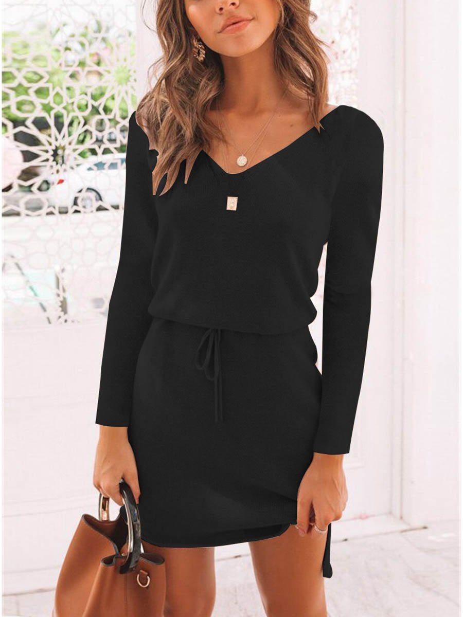 Amsoin Long Sleeve Irregular Sexy Skirt