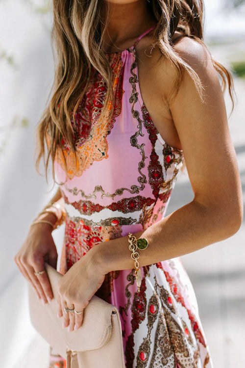 Amsoin Feel Your Best Boho Print Sleeveless Maxi Dress