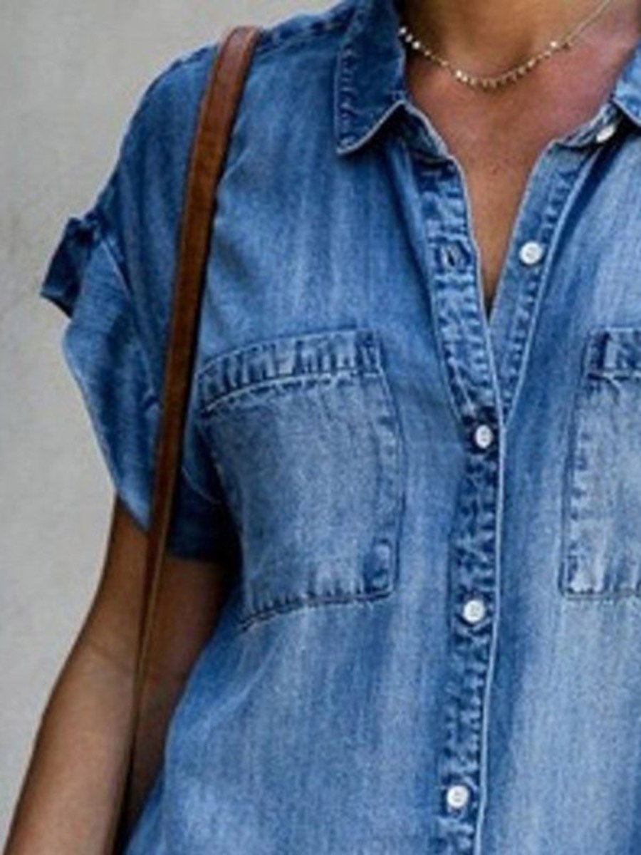 Amsoin Button Denim Dress