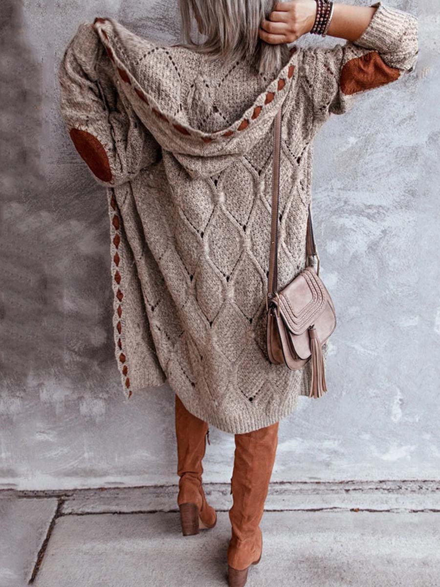 Amsoin Casual Hooded Knitted Cardigan