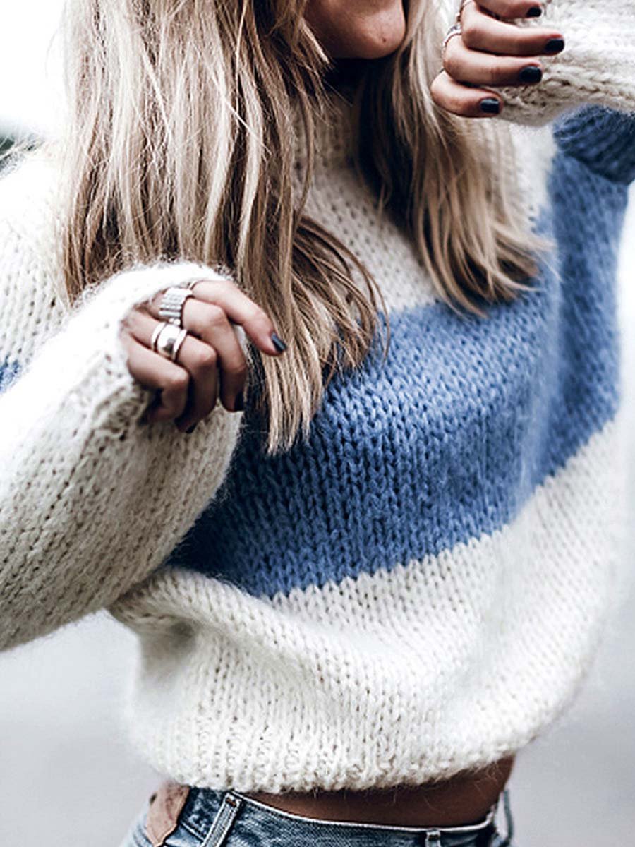 Amsoin Round Neck Knitted Sweater