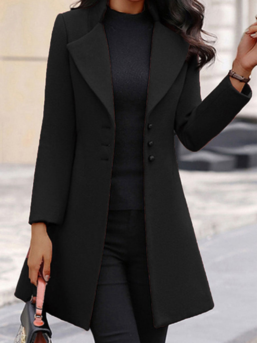 Amsoin Patchwork Buckle Turndown Collar Outerwear(3 Colors)