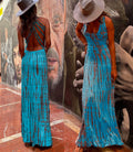 Amsoin Criss Cross Open Back Tie Dye Maxi Dress