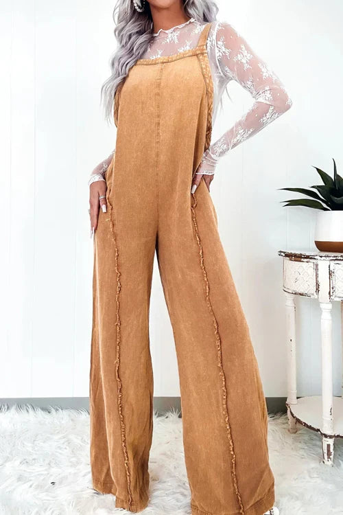 AMSOIN LIGHT WASH DENIM JUMPSUIT - 3 COLORS