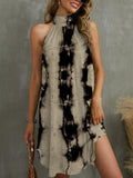 Amsoin Tie-Dye Grecian Neck Dress