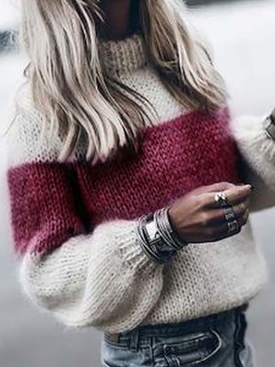 Amsoin Round Neck Knitted Sweater