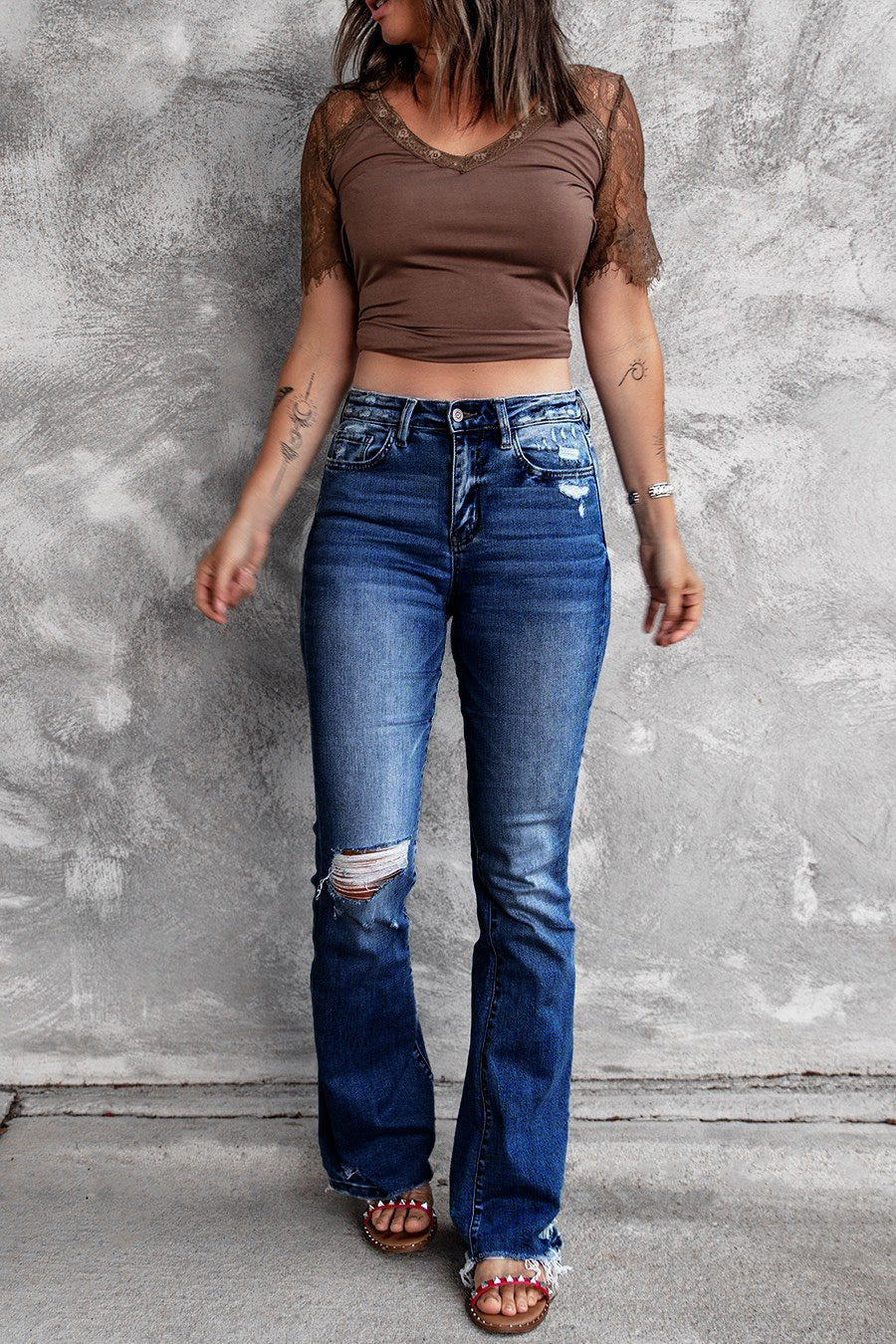 Amsoin Retro Stretch Slim Micro Flared Pants