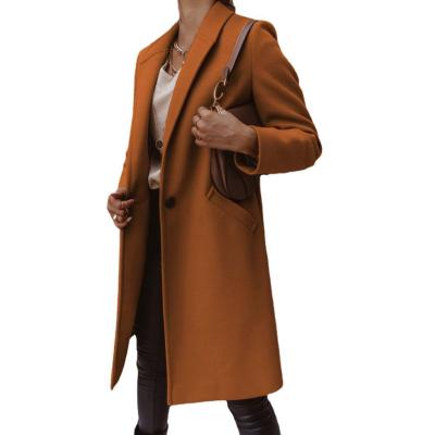 Amsoin Solid Lapel Long Sleeve Midi Coat