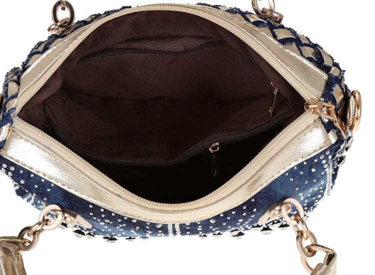 Amsoin Square Portable Diamond-studded Woven One-shoulder Messenger Bag