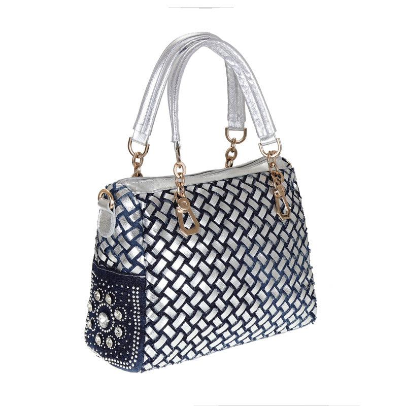 Amsoin Square Portable Diamond-studded Woven One-shoulder Messenger Bag