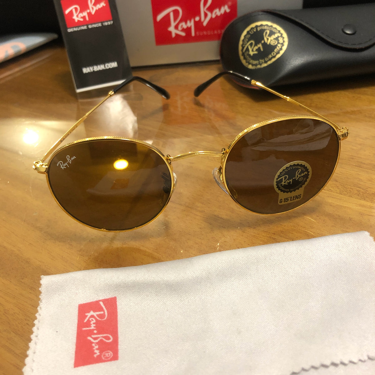 Unisex  polarized ray-ban rb3447 round metal sunglasses