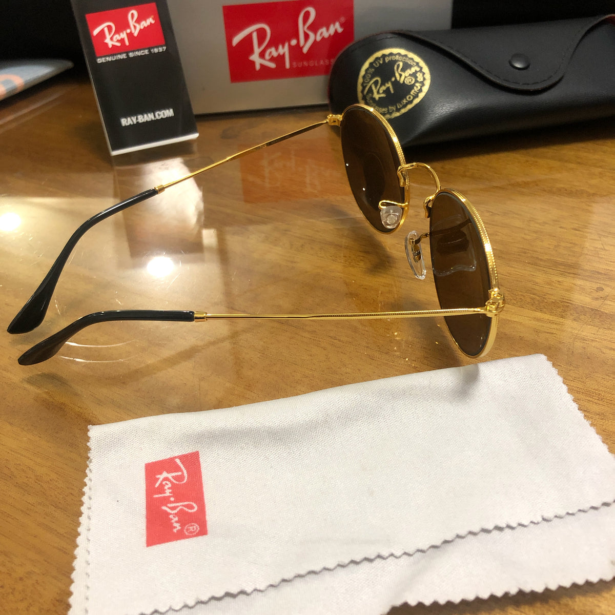 Unisex  polarized ray-ban rb3447 round metal sunglasses
