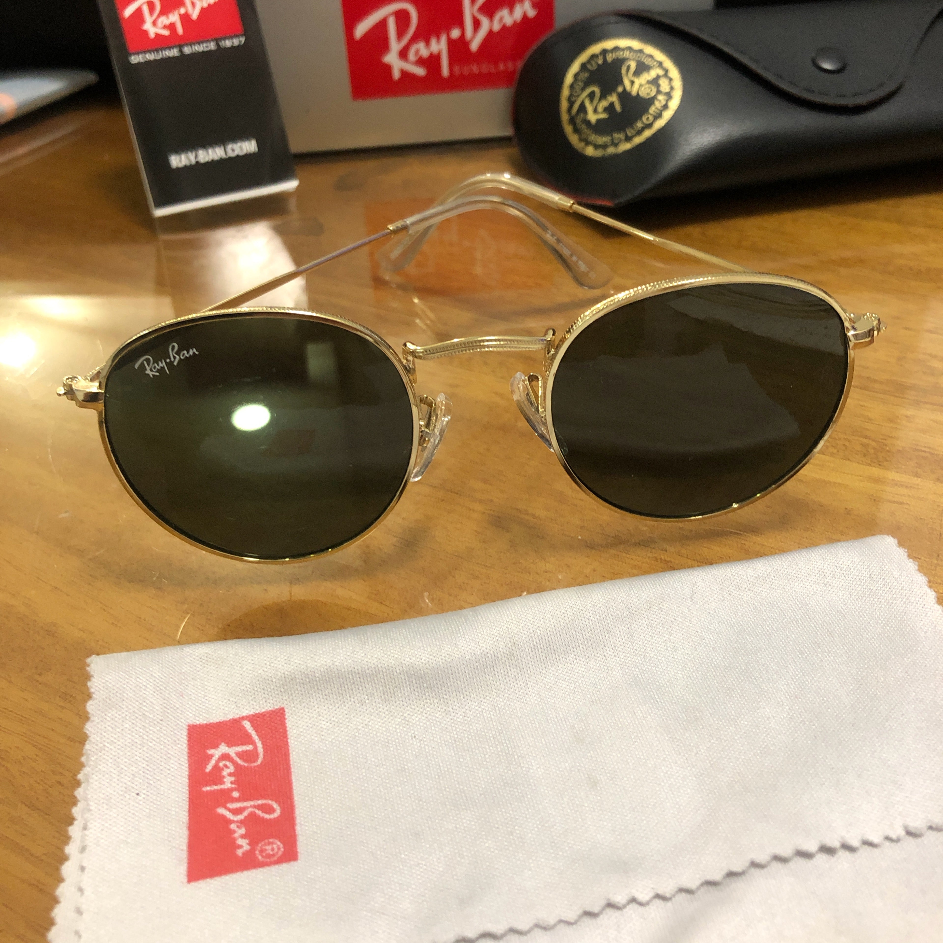 Unisex  polarized ray-ban rb3447 round metal sunglasses