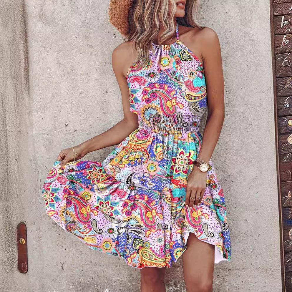 Amsoin Fashion Sexy Off-shoulder Halter Neck Dress