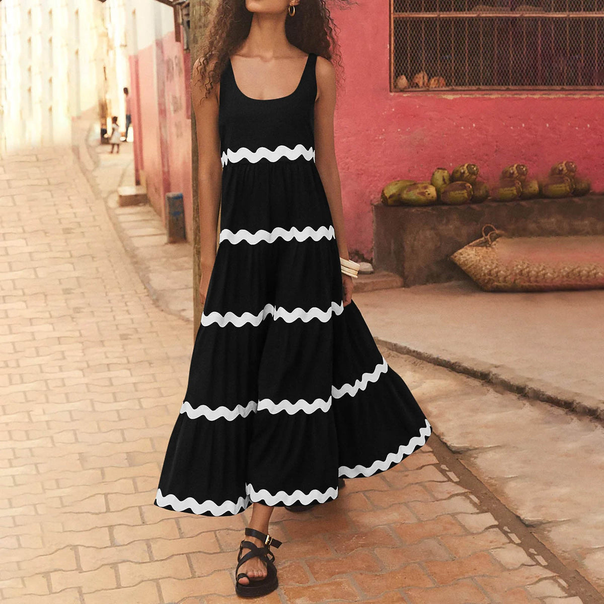 Amsoin Sexy Contrast Sling Dress