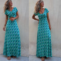 Amsoin Short-sleeved Reversible Long Hem Printed Dress