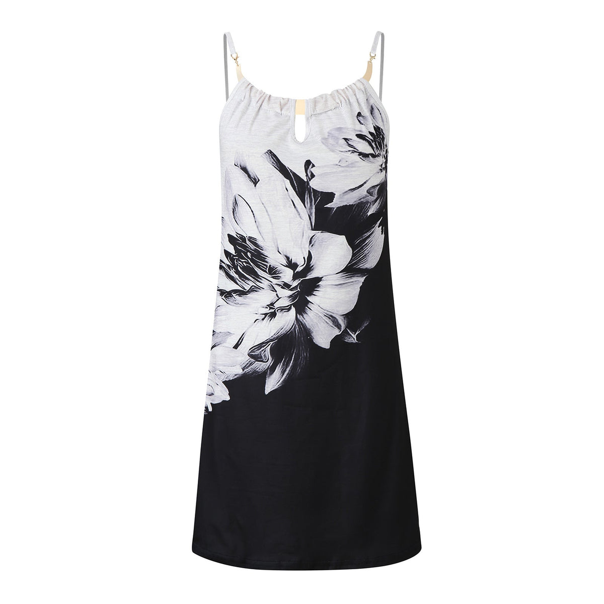 Amsoin Metal Hanging Neck Sleeveless Dress